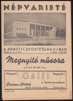 cca 1946 Népvarieté a Nemzeti Sportcsarnokban, a megnyitó műsorfüzete, 8p
