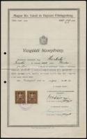1931 Magyar Kri. Vasúti és Hajózási Főfelügyelőség 2 db bizonyítvány