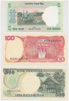Indonézia 1984. 100R + 1992. 500R + India 2002. 5R T:I
Indonesia 1984. 100 Rupiah + 1992. 500 Rupia...