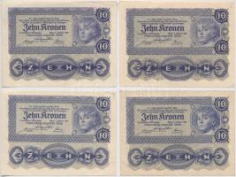 Ausztria 1922. 10K (4x) + 20K + 100K + 1000K T:I-III Austria 1922. 10 Kronen (4x) + 20 Kronen + 100 Kronen + 1000 Kronen C:UNC-F