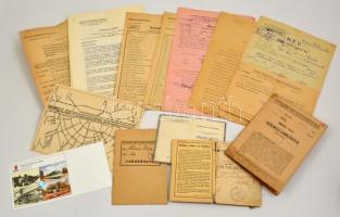cca 1940-1960 BHÉV, HÉV-vel kapcsolatos iratok, benne Budapest vágányrajza. + egy munkakönyv