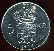 Svédország 1955. 5K Ag VI.Gusztáv T:2