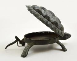 Teknősbéka alakú fém hamutartó, 36×20×12 cm