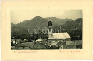 Nagybánya, Baia Mare; látkép a Református templommal. W. L. Bp. 6040. Kiadja Krizsanovszky Lőrinc / general view with Calvinist church (vágott / cut)