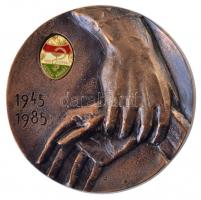 1985. 1945-1985 / MN (Magyar Néphadsereg) Központi Katonai Kórház plakett, zománcozott címeres fém betéttel, eredeti tokban (107mm) T:1