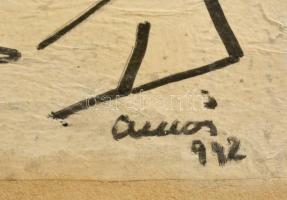 Ámos jelzéssel: Asztalnál, akvarell, papír, 38×28 cm