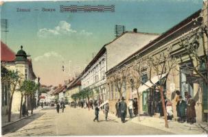 Zimony, Semlin, Zemun; Fő utca, üzletek / Hauptgasse / main street, shops (kopott sarkak / worn corners)
