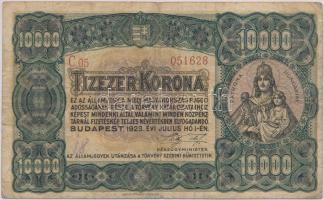 1923. 10.000K Orell Füssli Zürich piros sorozat- és sorszám T:III,III- Adamo K42/1