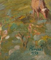 Pánczél jelzéssel: Legelésző tehenek. Olaj, vászon, 40×50 cm