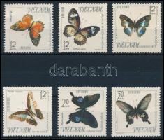 1965 Lepke sor (betapadásnyomok), Butterfly set (gum disturbances) Mi 405-410