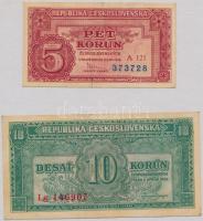 Csehszlovákia 1949. 5K + 10K T:I-,II Czechoslovakia 1949. 5 Korun + 10 Korun C:AU,XF Krause 68, 69