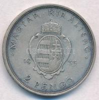 1935. 2P Ag "Pázmány" tokban T:2 patina 
Adamo P7