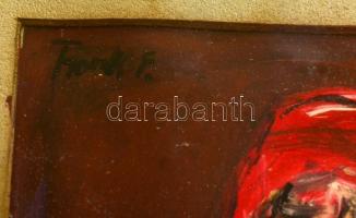 Frank jelzéssel: Imádkozó apáca. Olaj, papír-karton, üvegezett keretben, 17×15 cm