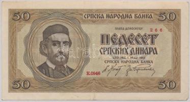 Szerbia / Német megszállás 1942. 50D T:III szép papír Serbia / German occupation 1942. 50 Dinara + 500 Dinara C:F fine paper Krause 29