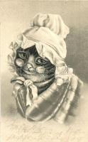 Cat granny. Emb. litho (apró szakadás / tiny tear)