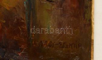 Nagy jelzéssel: Utcarészlet. Olaj, vászon, 61×76 cm