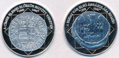 DN "A magyar nemzet pénzérméi - A Budai vár első ábrázolása érmén 1308-1342" Ag emlékérem ...