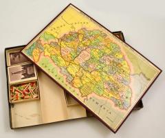 cca 1939 Szerezzük vissza Nagy Magyarországot! Térképes társas és foglalkoztatójáték, valamint kerék...