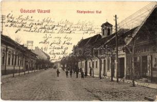 Vác, Középvárosi főút, üzlet. W.L. Bp. 13. Mayer Sándor kiadása (EK)