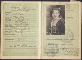 1933 Bp., A Magyar Királyság által kiállított fényképes útlevél, bejegyzéskekkel