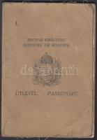 1936 Bp., A Magyar Királyság által kiállított fényképes útlevél, bejegyzéskekkel