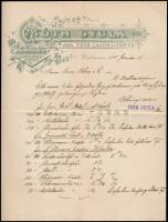 1895 Debrecen, Tóth Gyula vas nagykereskedő díszes fejléces számla, hajtott