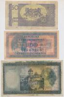 Csehszlovákia 1945. 50K "S" minta perforációval + 1945. 100K + 1000K "S" minta p...