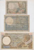 Franciaország 1939-1942. 10Fr + 100Fr + 1941-1949. 10Fr T:III,III-
France 1939-1942. 10 Francs + 10...