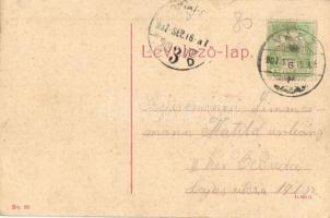 1907 Vác, Budapesti főút, utcakép, Góts J. Viktor üzlete. No. 20. (megerősített sarkak / restored co...