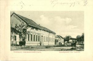 1912 Vásárosnamény, Takarékpénztár, utcakép. Kiadja Kanizsay Pál (EK)