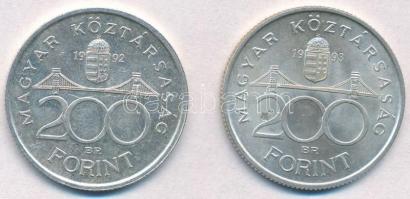 1992-1993. 200Ft Ag "MNB" (2x) T:1-,2