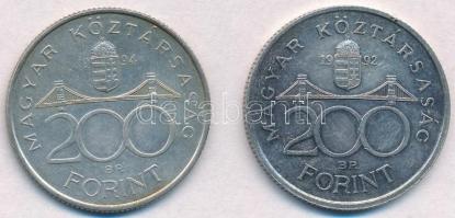 1992-1994. 200Ft Ag "MNB/Deák" (2x) T:1-,2 patina