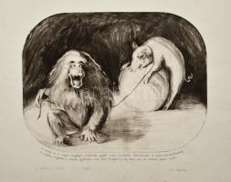 Dani Boglárka (?- ): A disznó és a majom, hidegtű, papír, jelzett, 41,5×55 cm