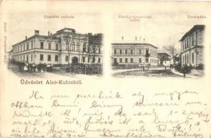 1901 Alsókubin, Dolny Kubín; Uradalmi szálloda, Pénzügyi Igazgatósági épület, Posta hivatal. Kiadja Hirschfeld Adolf / hotel, financial directorate, post office