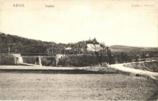 Abos, Obisovice; Hernád vasúti híd, gőzmozdony. Kiadja Divald Károly fia / railway bridge, locomotive (fa)