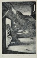 Baranyi László (?- ): Villon illusztráció I., rézkarc, papír, jelzett, számozott (4/4), paszpartuban, 36×24 cm