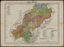cca 1900 Trencsén vármegye térképe, Franklin Társulat, javított, 24x32,5 cm
