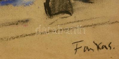 Farkas jelzéssel: Parkban. Pasztel, papír. 20x30 cm Üvegezett keretben