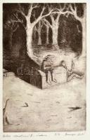 Baranyi László (?- ): Villon illusztráció II., rézkarc, papír, jelzett, számozott (3/3), paszpartuban, 36×24 cm