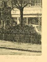 Csisztu Mihály (1933-2008): Martinelli tér. Rézkarc, papír, jelzett, üvegezett keretben, 27,5×39 cm