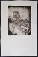 Glöckl János (?- ): A kert I., rézkarc, papír, jelzett számozott (1/5), 46×31,5 cm