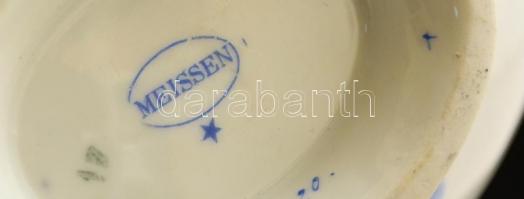 Meissen virágmintás porcelán kiöntő, matricás, jelzett, 22×10×9 cm