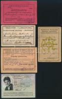 1917-1994 Vegyes igazolvány tétel: Margitsziget belépő, személyazonossági igazolvány, Pénzintézeti Tisztviselők Országos Egylete és Polgári Gazdasági Szövetkezet tagsási igazolvány, német személyi igazolvány
