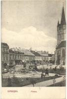 Eperjes, Presov; Fő utca, Takarékpénztár, üzletek. Kiadja Divald Károly fia / main street, savings bank, shops (EK)