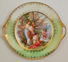 Drasche porcelán süteményes tálak, 3 db kicsi + 1 db nagy, matricás, jelzett, kopásnyomokkal, d: 15 ...