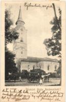 1903 Hajdúszoboszló, Református templom, lovas hintó (EK)
