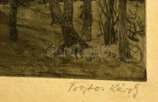 Bojtos Károly (1936-2011): Ünnep vége. Rézkarc, karton, jelzett, paszpartuban, 10×29 cm