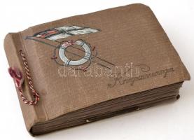 cca 1915 Fotóalbum benne 69 db fotóval, nagyrészt az SMS Nassau német csatahajó legénységét ábrázoló...