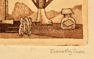 Szemethy Imre (1945- ): Rémusz és Romulusz . Rézkarc, papír, jelzett, 10×14 cm