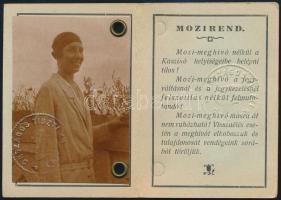 1932 Országos Tiszti Kaszinó, mozi meghívó, fényképpel, pecséttel, 8x6 cm